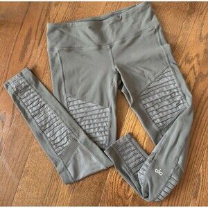ALO Yoga High Rise Moto Leggings Ribbed Gray Women’s Size Small Athleisure Yoga
